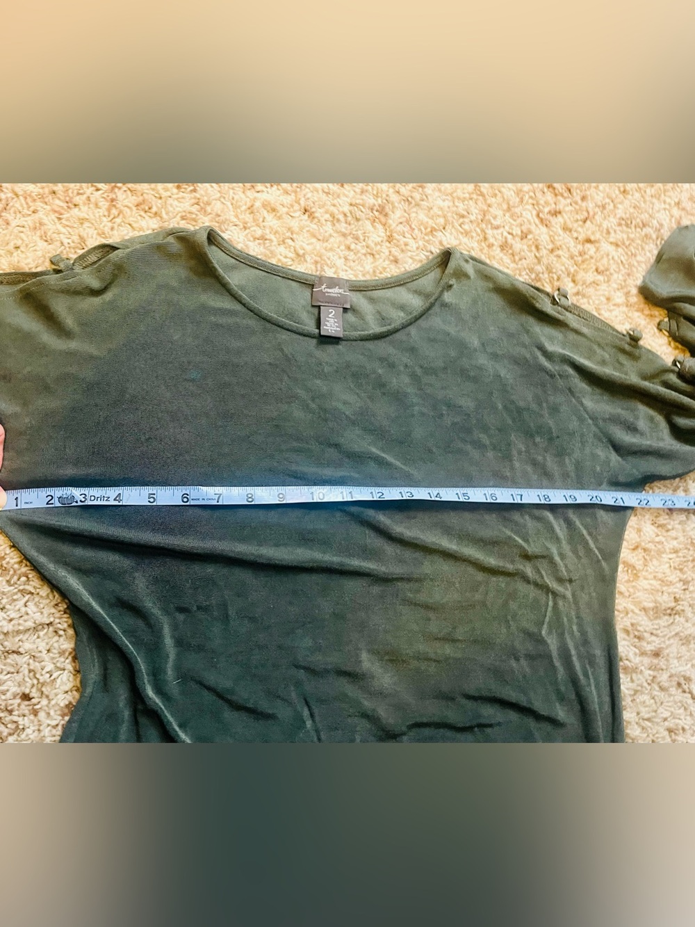 Chico's Olive Green Tunic Top Size 2 - Picture 6 of 7